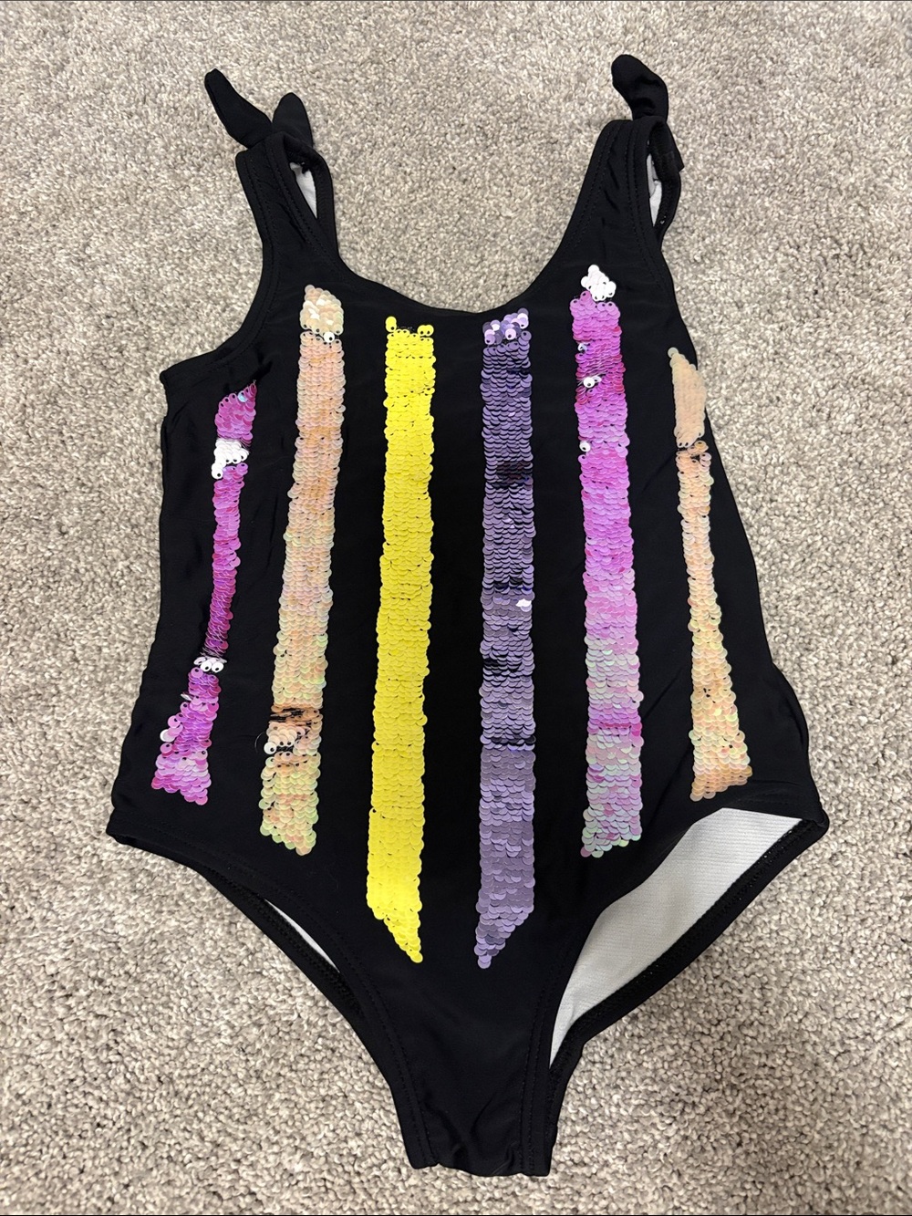 Jessica Simpson girls one piece swimsuit black sequin 6